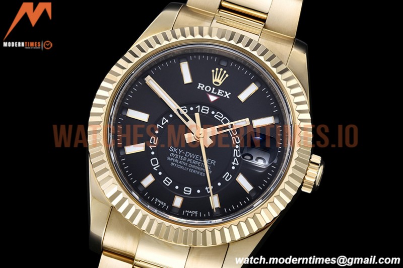 Rolex - Skydweller 326938 YG/YG Black Noob Asian 23J