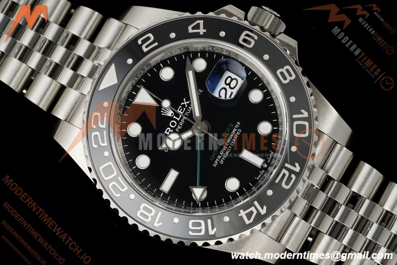 Rolex - GMT II 126710GRNR Bruce Wayne 40mm 904L Jub SS/SS Black Dial RWF JH3285 Free Sprung