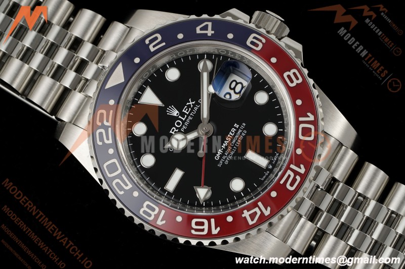 Rolex - GMT II 126710BLRO Pepsi 40mm 904L Jub SS/SS Black Dial RWF JH3285 Free Sprung