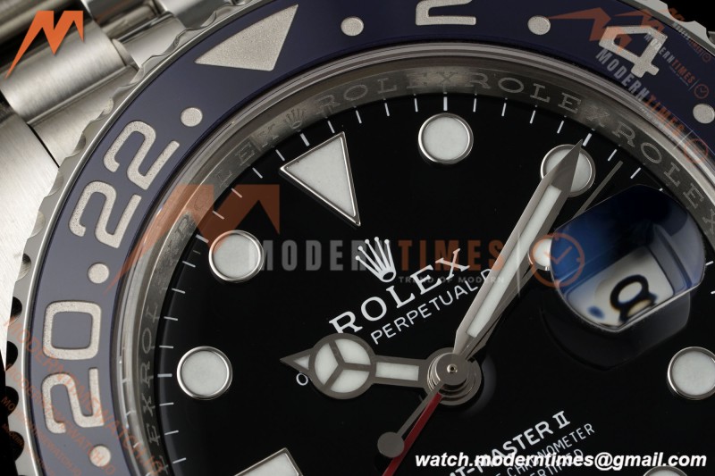 Rolex - GMT II 126710BLRO Pepsi 40mm 904L Jub SS/SS Black Dial RWF JH3285 Free Sprung