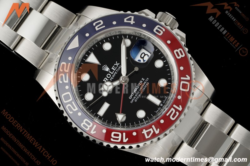Rolex - GMT II 126710BLRO Pepsi 40mm 904L Oys SS/SS Black Dial RWF JH3285 Free Sprung