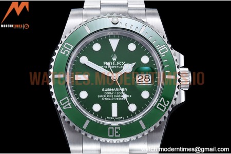 Rolex - Submariner 116610LV 904L SS/SS Green RAF SH3135