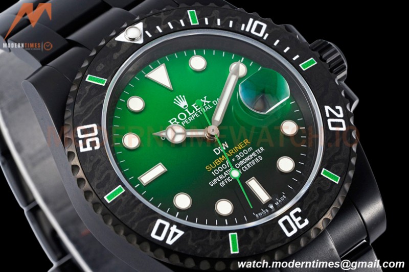 Rolex - Submariner Parakeet 40mm 904L DLC/DLC Green/Black DIWF A3135