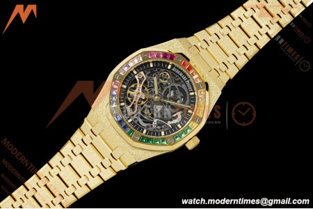 Audemars Piguet - Royal Oak 15412BA 41mm Rainbow YG/YG Skeleton Dial THBF V3 SH3132 Free Sprung