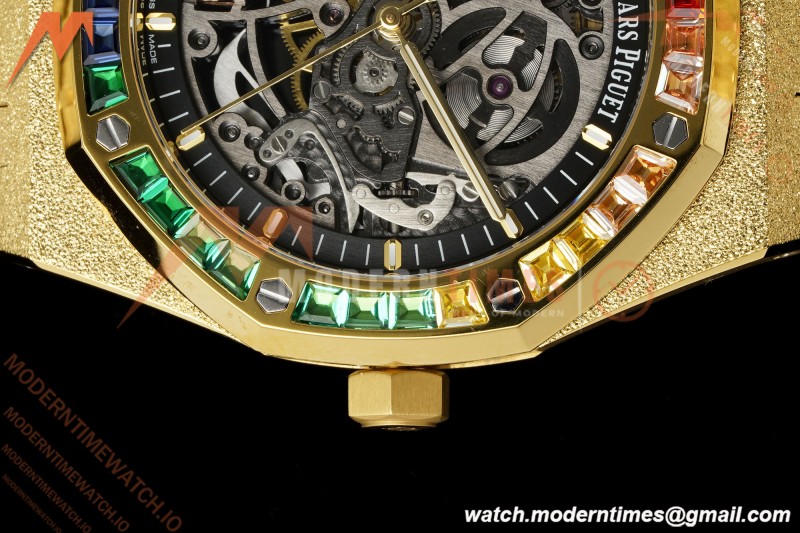 Audemars Piguet - Royal Oak 15412BA 41mm Rainbow YG/YG Skeleton Dial THBF V3 SH3132 Free Sprung