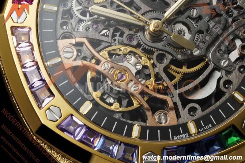 Audemars Piguet - Royal Oak 15412BA 41mm Rainbow YG/YG Skeleton Dial THBF V3 SH3132 Free Sprung