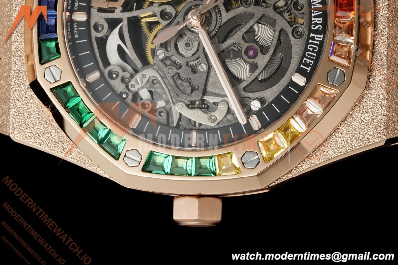 Audemars Piguet - Royal Oak 15412OR 41mm Rainbow RG/RG Skeleton Dial THBF V3 SH3132 Free Sprung