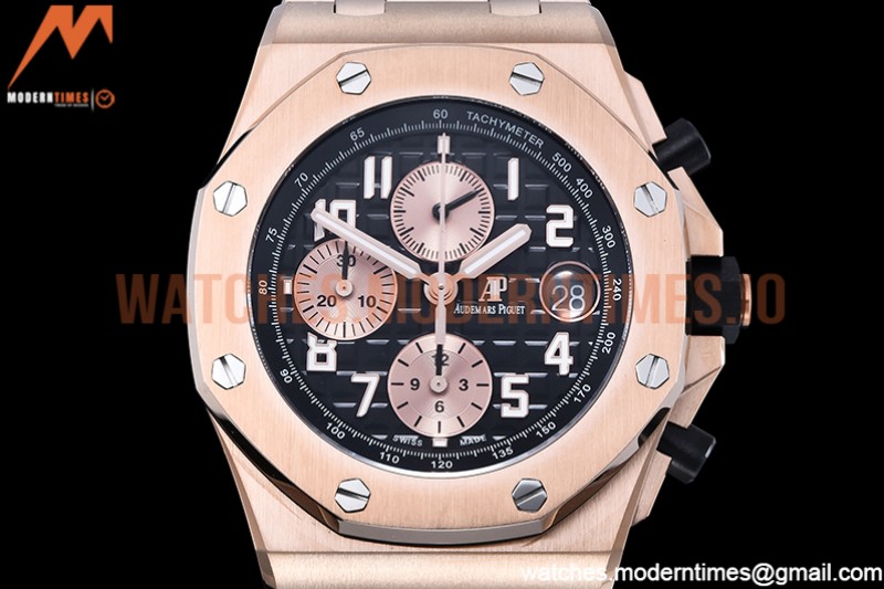 Audemars Piguet - AP ROO Chronograph RG/RG Black/Num APF A3126 Mod