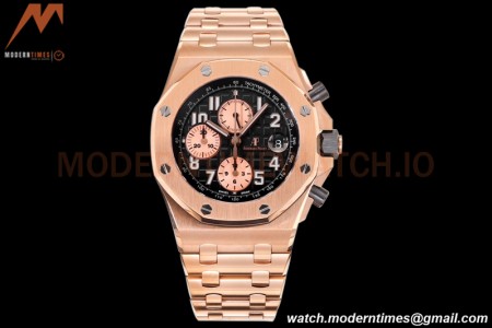 Audemars Piguet - AP ROO Chronograph RG/RG Black/Num JF A3126 Mod