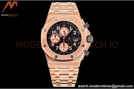 Audemars Piguet - AP ROO Chronograph RG/RG Black/Num JF A3126 Mod