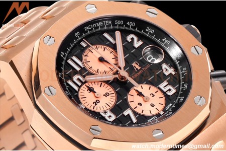 Audemars Piguet - AP ROO Chronograph RG/RG Black/Num JF A3126 Mod