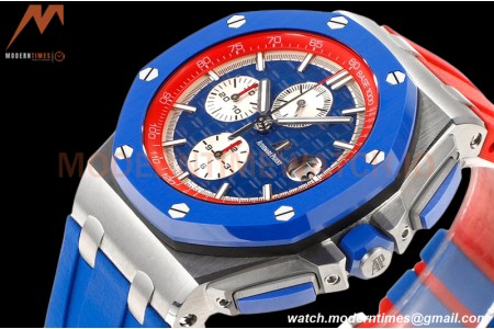 Audemars Piguet - AP ROO Chronograph 44mm CER/SS/RU Blue/Red JJF A3126 Mod