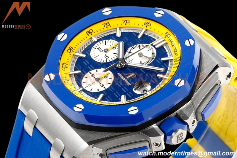 Audemars Piguet - AP ROO Chronograph 44mm CER/SS/RU Blue/Yelw JJF A3126 Mod