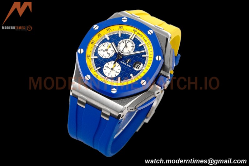 Audemars Piguet - AP ROO Chronograph 44mm CER/SS/RU Blue/Yelw JJF A3126 Mod