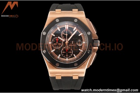 Audemars Piguet - AP ROO Chronograph 44mm RG/CER/RU Black JJF A3126 Mod