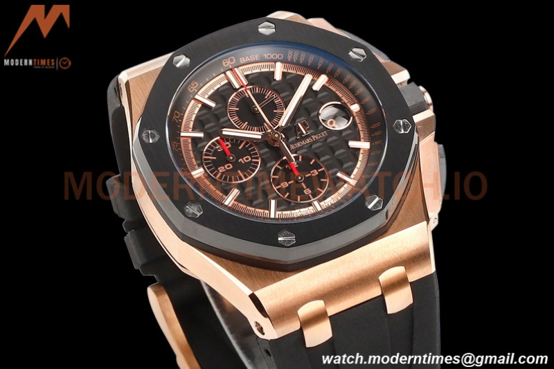 Audemars Piguet - AP ROO Chronograph 44mm RG/CER/RU Black JJF A3126 Mod