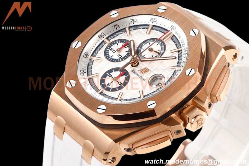 Audemars Piguet - AP ROO Chronograph 44mm RG/RU White JJF A3126 Mod