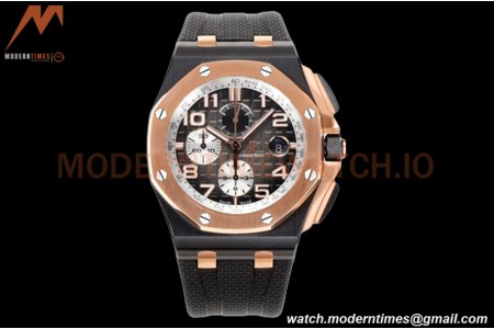 Audemars Piguet - AP ROO Chronograph 44mm CER/RG/RU Blk/Wht JJF A3126 Mod
