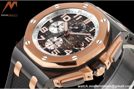 Audemars Piguet - AP ROO Chronograph 44mm CER/RG/RU Blk/Wht JJF A3126 Mod