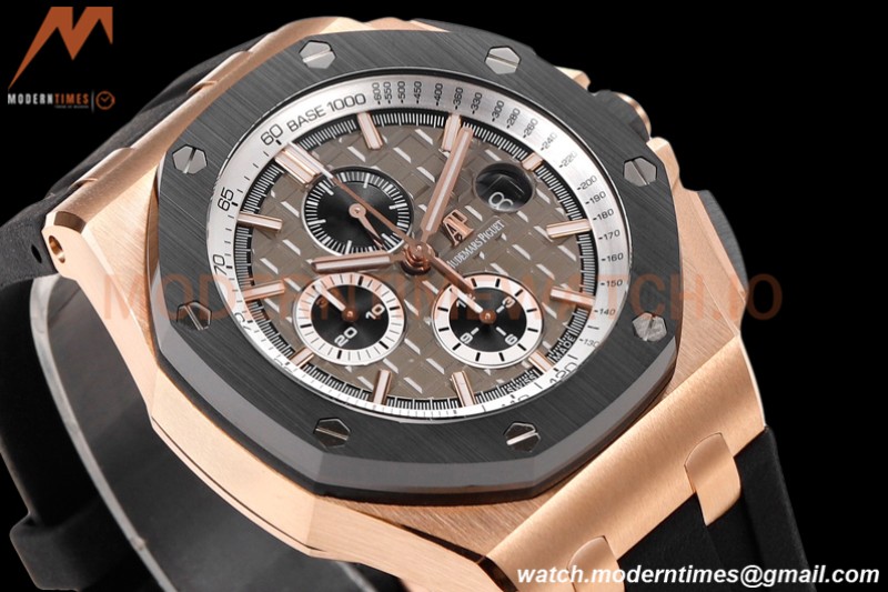 Audemars Piguet - AP ROO Chronograph 44mm RG/CER/RU Grey/Blk JJF A3126 Mod