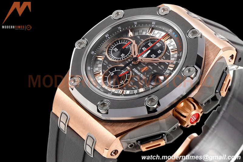 Audemars Piguet - AP ROO Chronograph 44mm RG/CER/RU Grey/Black JJF A3126 Mod