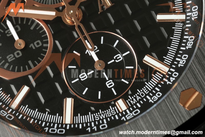 Audemars Piguet - AP ROO Chronograph 26405CE 44mm Black CER/RG/RU Blk/Stk JF A3126