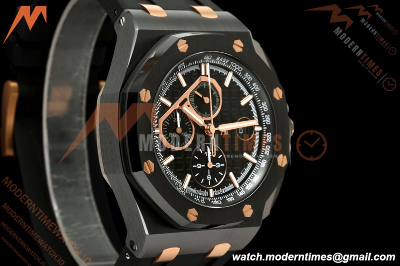 Audemars Piguet - AP ROO Chronograph 26405CE 44mm Black CER/RG/RU Blk/Stk JF A3126