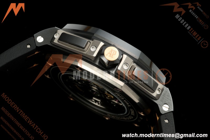 Audemars Piguet - AP ROO Chronograph 26405CE 44mm Black CER/RG/RU Blk/Stk JF A3126