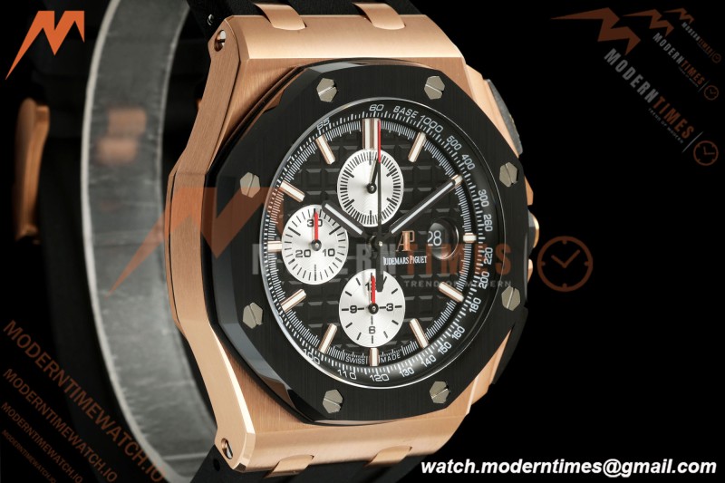 Audemars Piguet - AP ROO Chronograph 26401RO 44mm RG/CER/RU Blk/Wht JF A3126