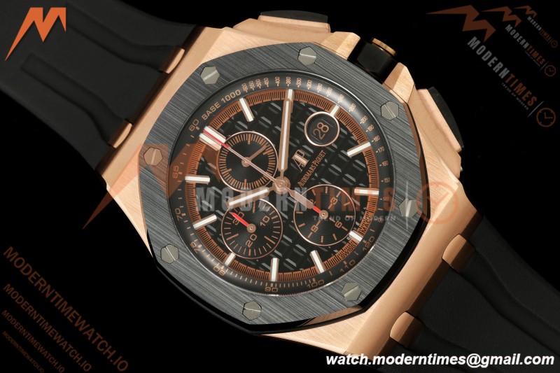 Audemars Piguet - AP ROO Chronograph 26401RO 44mm RG/CER/RU Black JF A3126