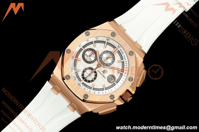Audemars Piguet - AP ROO Chronograph 26408OR 44mm RG/RU White Dial JF A3126