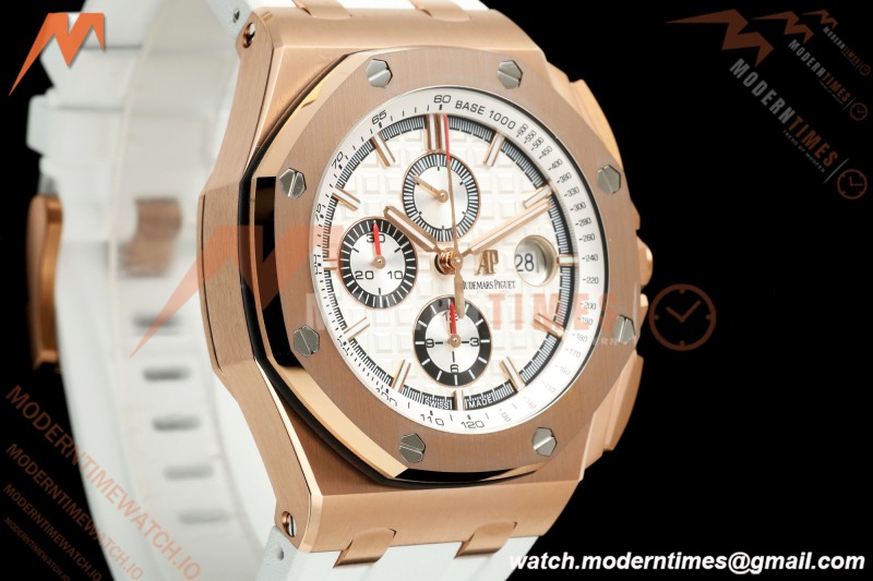 Audemars Piguet - AP ROO Chronograph 26408OR 44mm RG/RU White Dial JF A3126