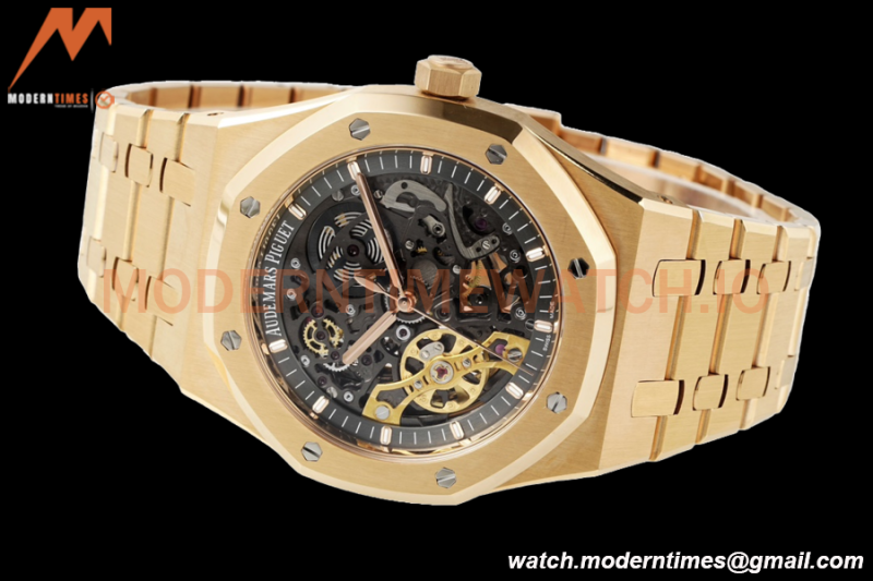 Audemars Piguet - Royal Oak 15407BA 41mm Open Worked YG/YG Skeleton ZF A3132