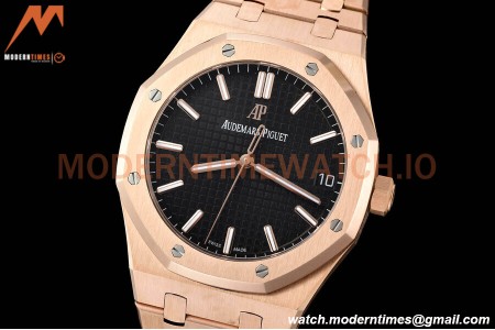 Audemars Piguet - Royal Oak 15500 41mm RG/RG Blk/Stk APSF V3 A4302 Mod