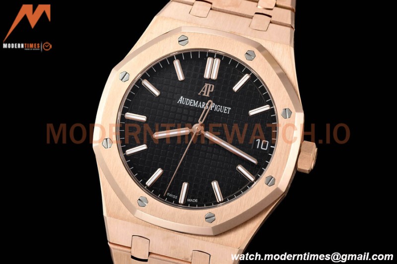 Audemars Piguet - Royal Oak 15500 41mm RG/RG Blk/Stk APSF V3 A4302 Mod