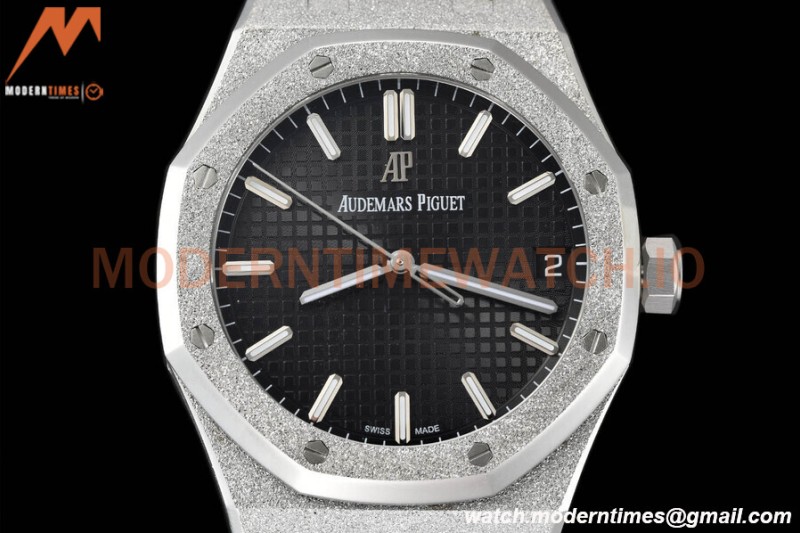 Audemars Piguet - Royal Oak 15500 41mm Frosted SS/SS Blk/Stk APSF V3 A4302 Mod
