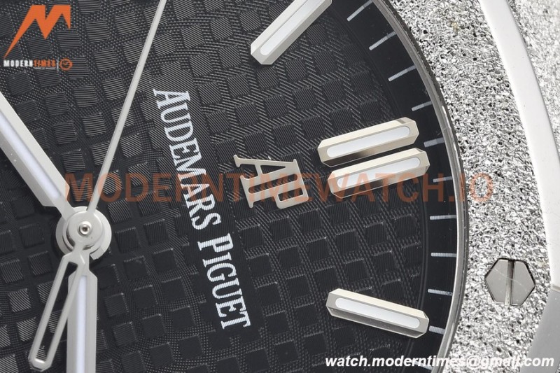 Audemars Piguet - Royal Oak 15500 41mm Frosted SS/SS Blk/Stk APSF V3 A4302 Mod