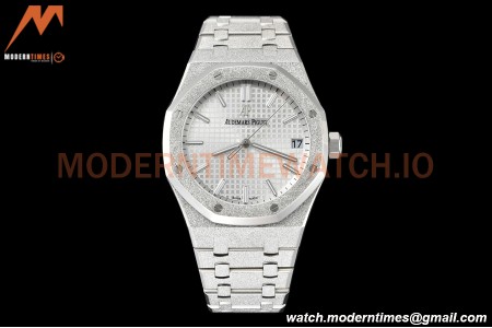 Audemars Piguet - Royal Oak 15500 41mm Frosted SS/SS Wht/Stk APSF V3 A4302 Mod