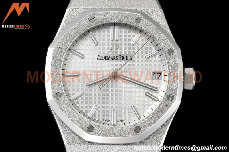 Audemars Piguet - Royal Oak 15500 41mm Frosted SS/SS Wht/Stk APSF V3 A4302 Mod
