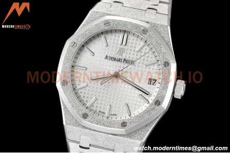 Audemars Piguet - Royal Oak 15500 41mm Frosted SS/SS Wht/Stk APSF V3 A4302 Mod