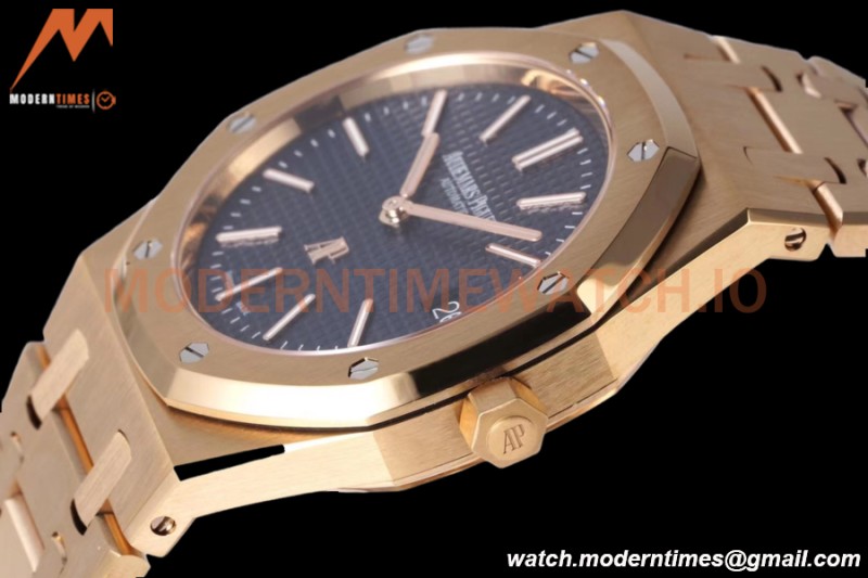 Audemars Piguet - Royal Oak 15202OR 39mm Jumbo Extra Thin RG/RG Blue ZF A2121