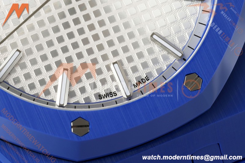 Audemars Piguet - Royal Oak 15500ST 41mm Blue Ceramic White Dial APSF A4302 Mod