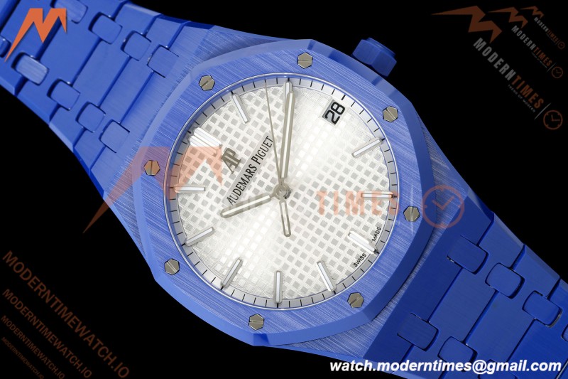 Audemars Piguet - Royal Oak 15500ST 41mm Blue Ceramic White Dial APSF A4302 Mod
