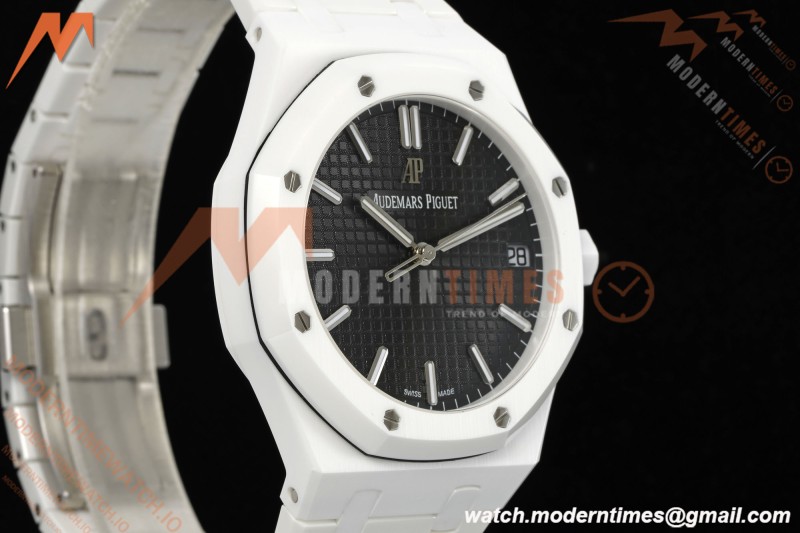 Audemars Piguet - Royal Oak 15500ST 41mm White Ceramic Black Dial APSF A4302 Mod