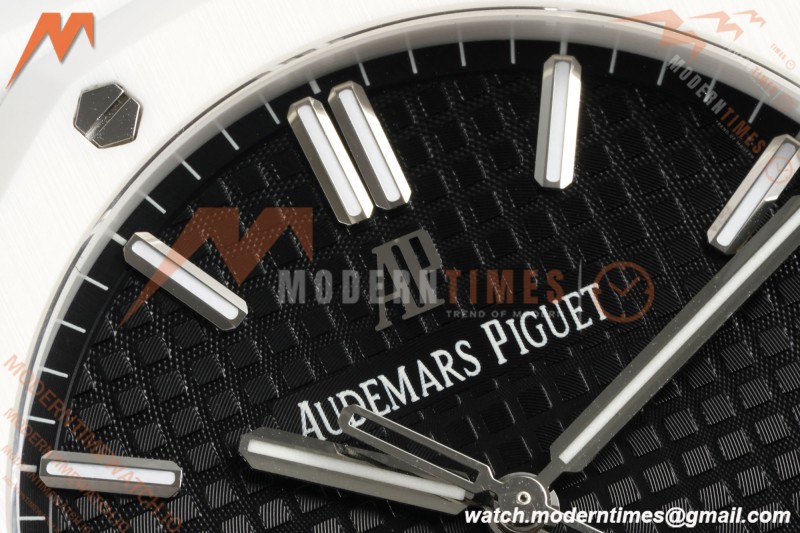 Audemars Piguet - Royal Oak 15500ST 41mm White Ceramic Black Dial APSF A4302 Mod