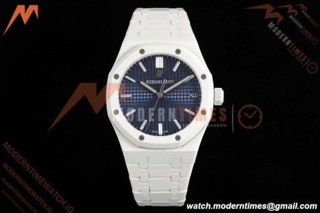 Audemars Piguet - Royal Oak 15500ST 41mm White Ceramic Blue Dial APSF A4302 Mod | 오데마 피게 - 로얄 오크 15500ST 41mm 화이트 세라믹 블루 다이얼 APSF A4302 Mod