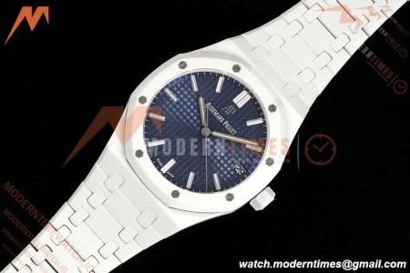 Audemars Piguet - Royal Oak 15500ST 41mm White Ceramic Blue Dial APSF A4302 Mod | 오데마 피게 - 로얄 오크 15500ST 41mm 화이트 세라믹 블루 다이얼 APSF A4302 Mod