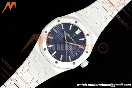 Audemars Piguet - Royal Oak 15500ST 41mm White Ceramic Blue Dial APSF A4302 Mod