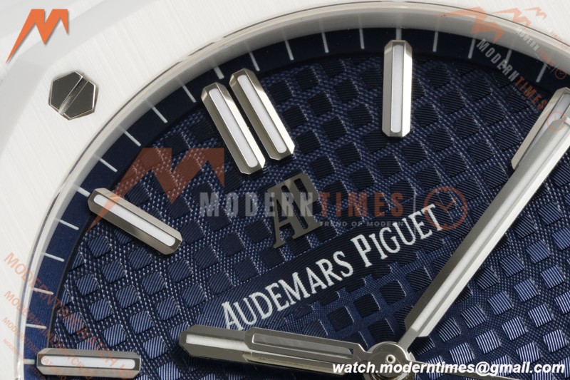 Audemars Piguet - Royal Oak 15500ST 41mm White Ceramic Blue Dial APSF A4302 Mod
