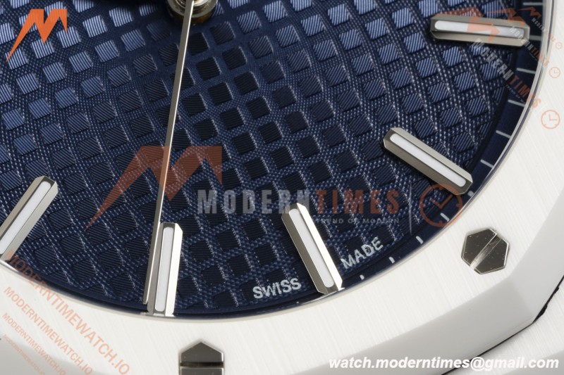 Audemars Piguet - Royal Oak 15500ST 41mm White Ceramic Blue Dial APSF A4302 Mod